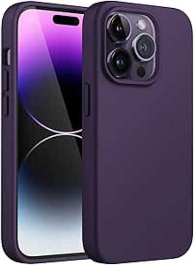 JETech Silicone Case for iPhone 14 Pro Max 6.7-Inch, Silky-Soft Touch Full-Body Protective Phone Case, Shockproof Cover with Microfiber Lining (Deep Purple)